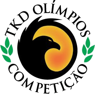 Emblema do TKD Olímpios: águia preta sobre disco dourado, entre ramos de louro